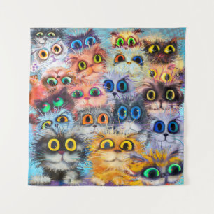 The set of cats portraitsart,portrait,animal,abstr tapestry