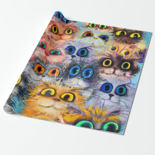 The set of cats portraitsart,portrait,animal,abstr wrapping paper