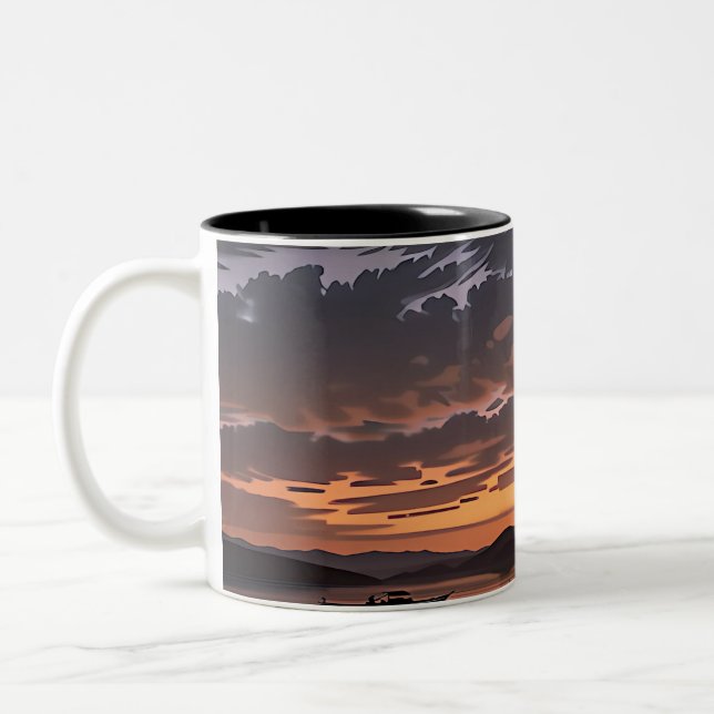 The setting sun of the Korean sea Two-Tone Coffee Mug (Left)