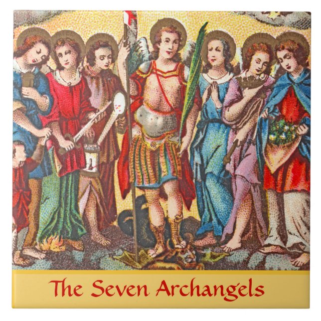 The Seven Archangels (CP 001; Chromolithograph) Ceramic Tile (Front)
