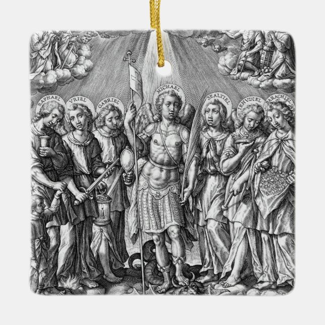 The Seven Archangels (M 034; Engraving) Ceramic Ornament (Front)