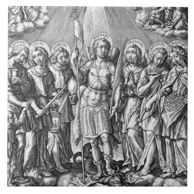 The Seven Archangels (M 034; Engraving) Ceramic Tile (Front)