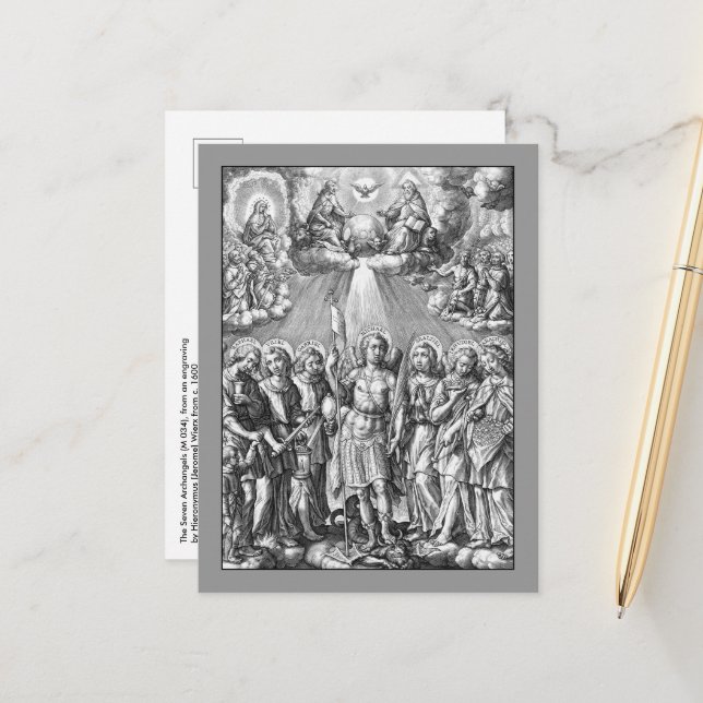 The Seven Archangels (M 034; Engraving) Postcard (Front/Back In Situ)