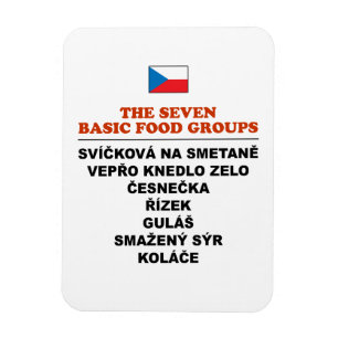 The Seven Basic Food Groups Funny Czech Magnet
