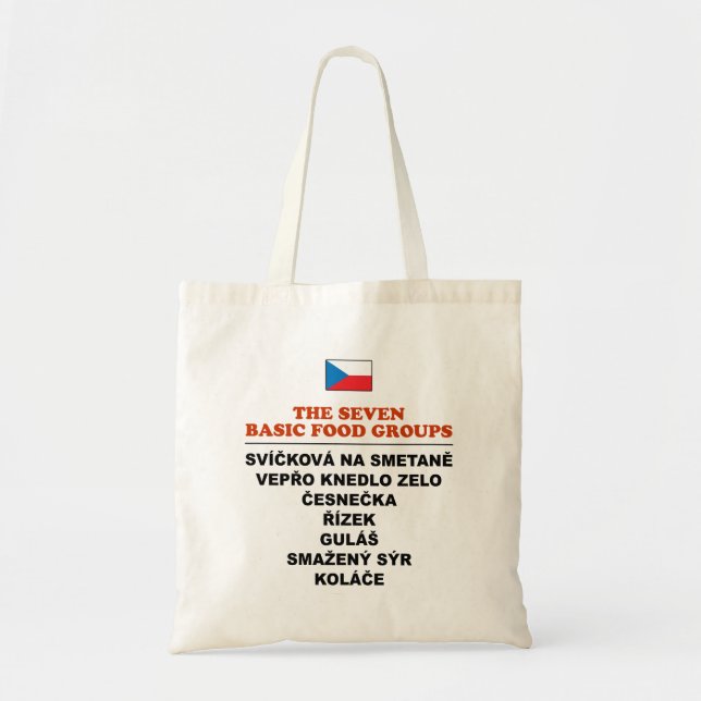 The Seven Basic Food Groups Funny Czech Tote Bag (Front)