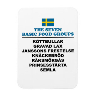 The Seven Basic Food Groups Funny Swedish Magnet