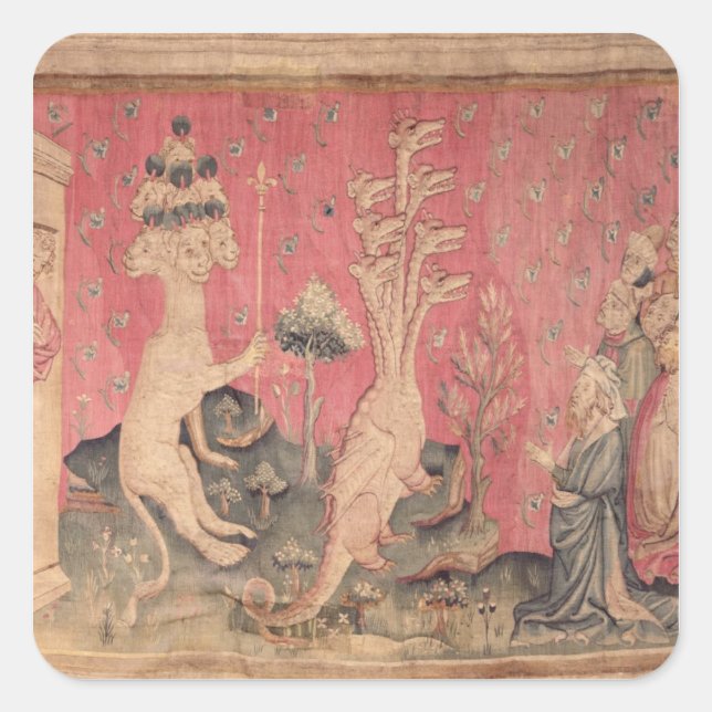 The seven-headed beast from the sea square sticker (Front)