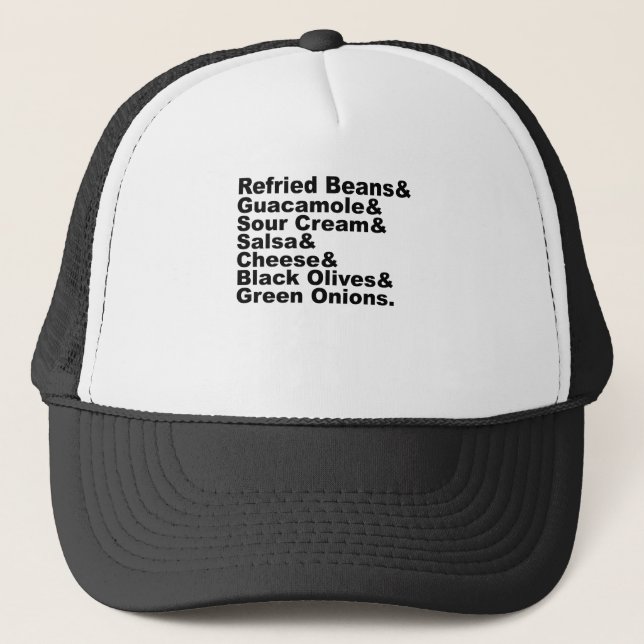 The Seven Ingredients In A Seven Layer Dip Trucker Hat (Front)