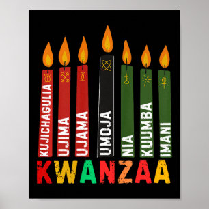The Seven Principles Of Kwanzaa Kinara Happy Kwanz Poster