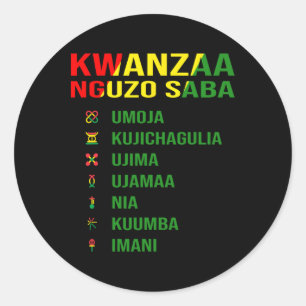 The Seven Principles Of Kwanzaa - Nguzo Saba Classic Round Sticker