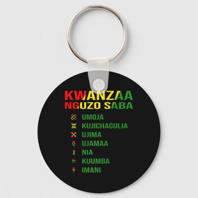 The Seven Principles Of Kwanzaa - Nguzo Saba  Key Ring (Front)
