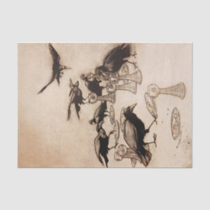 “The Seven Ravens” Watercolor by Arthur Rackham Tissue Paper