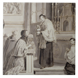 The Seven Sacraments: Communion, 1779 (pen, brown Ceramic Tile
