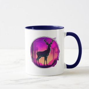 The shade of a deer against a colorful background. mug