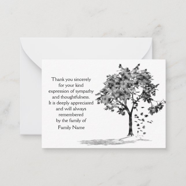 The Shadow Of Tree After Funeral Thank You Cards (Front)