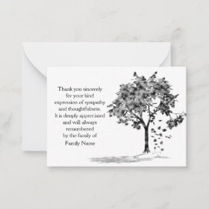 The Shadow Of Tree After Funeral Thank You Cards