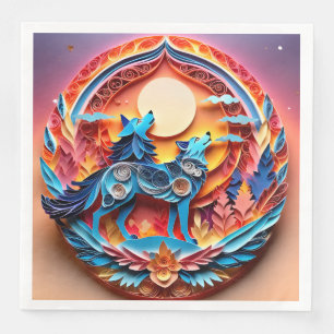 The shaman and her wolf are captured in this 3D mo Napkin