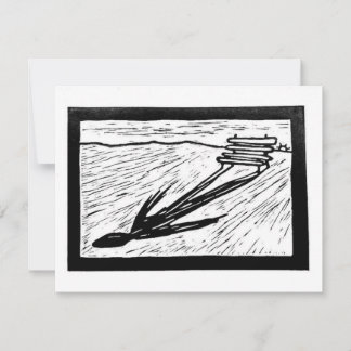 The Shape of Waiting Linocut RSVP Card