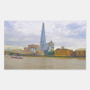 The Shard, Thames River, London, England Rectangular Sticker