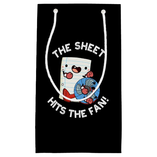 The Sheet Hits The Fan Funny Phrase Pun Dark BG Small Gift Bag (Front)