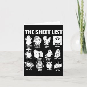The Sheet List Funny Ghost Puns Halloween Costumes Card