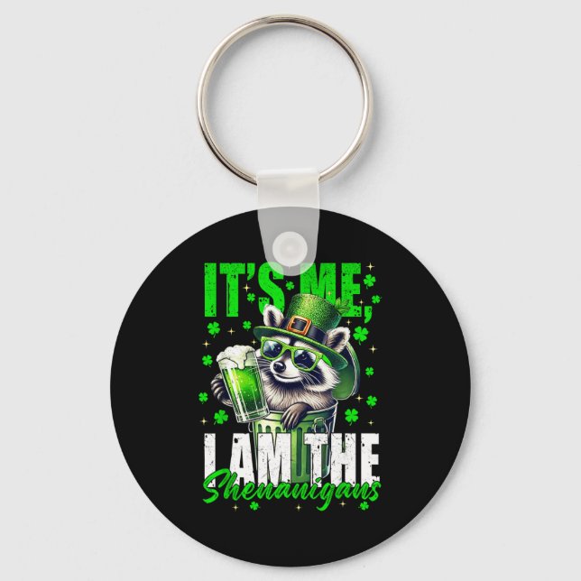 The shenanigans, funny racoon st patrick's day key ring (Front)