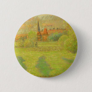 The Shepherd and the Church of Eragny 6 Cm Round Badge