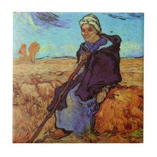 The Shepherdess (after Millet) by Vincent van Gogh Ceramic Tile