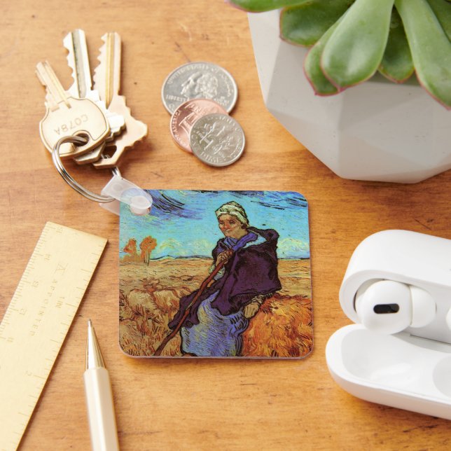 The Shepherdess (after Millet) by Vincent van Gogh Key Ring (Desk)