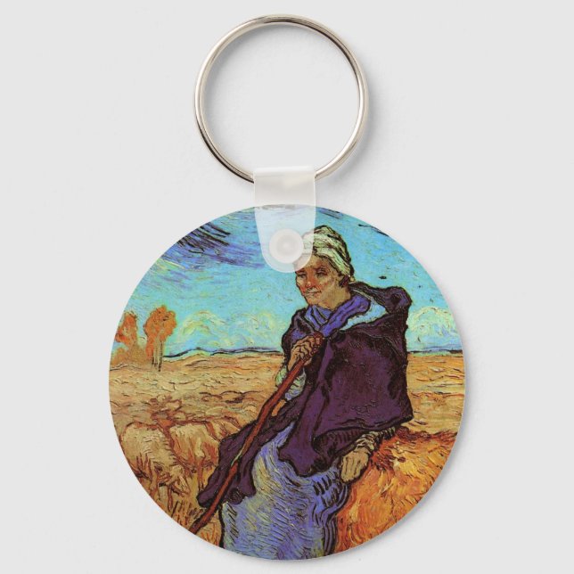 The Shepherdess (after Millet) by Vincent van Gogh Key Ring (Front)