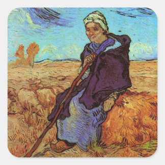 The Shepherdess (after Millet) by Vincent van Gogh Square Sticker