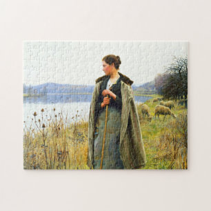 The Shepherdess Art by Daniel Ridgway Knight Jigsaw Puzzle