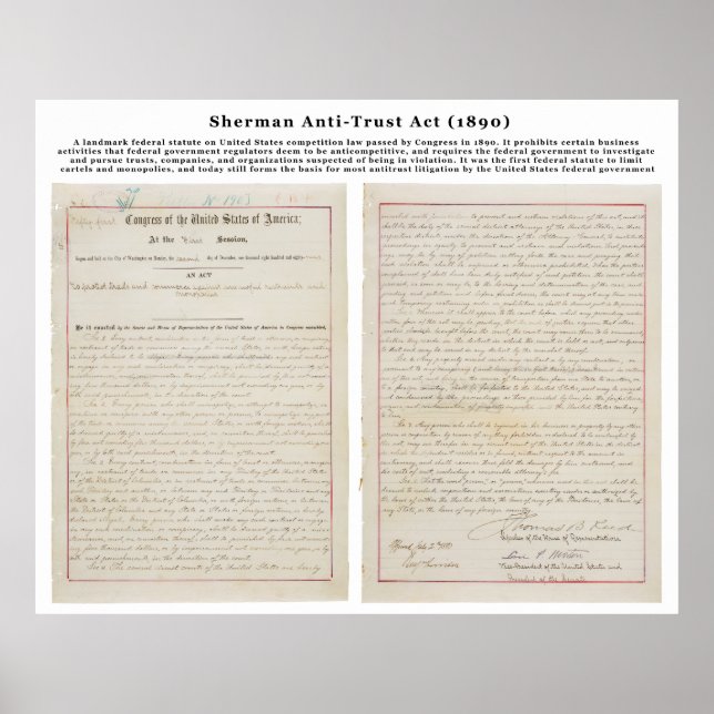 The Sherman Antitrust Act July 2 1890 Poster (Front)