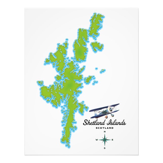 The Shetland Islands map Photo Print (Front)