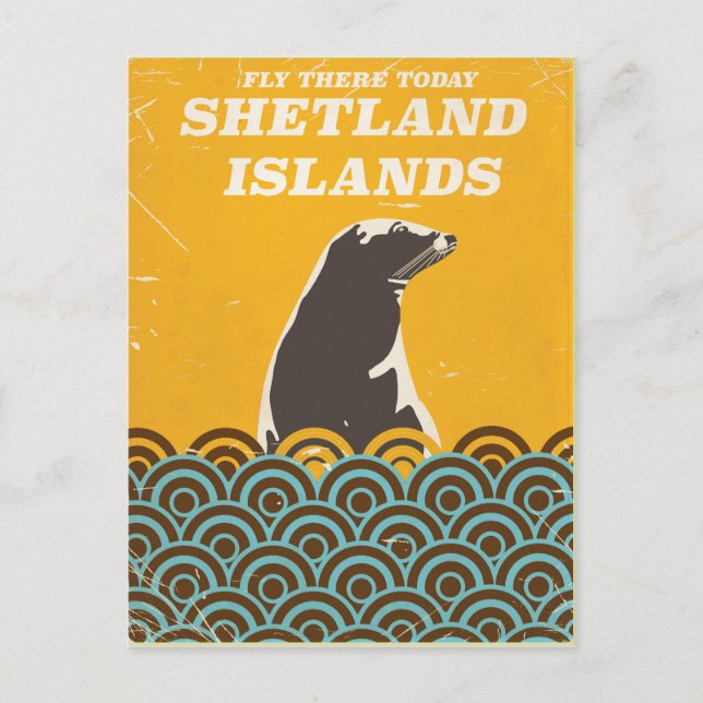 The Shetland Islands vintage travel poster Postcard (Front)