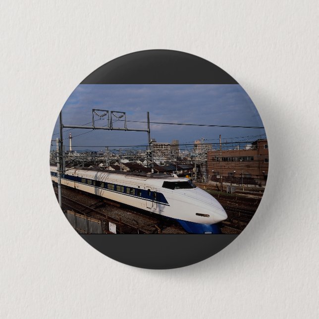 The Shinkansen or Bullet Train, Kyoto, Japan 6 Cm Round Badge (Front)
