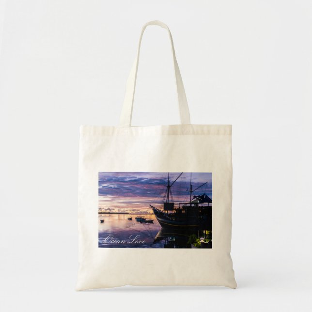 The ship at  Lagoon Tote Bag (Front)