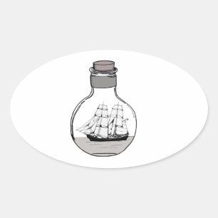 The ship in the glass bulb oval sticker