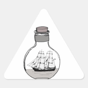 The ship in the glass bulb triangle sticker