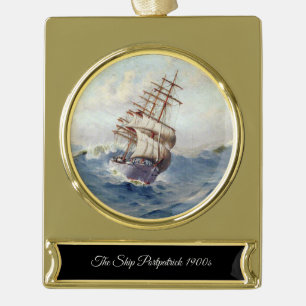 The Ship Portpatrick 1900s Gold Plated Banner Ornament