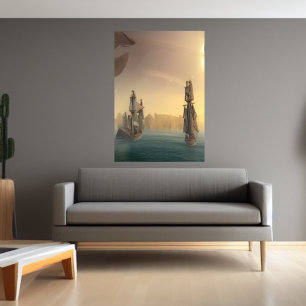 The ships at sea   AI Art Poster