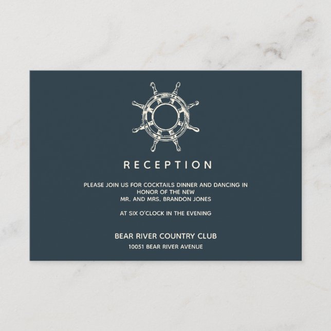 The  Ship's wheel | Wedding Reception Enclosure Card (Front)