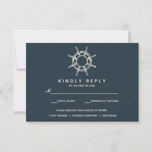 The  Ship's wheel | Wedding RSVP with meal choise Card (Front)