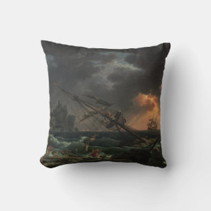 The Shipwreck by Claude-Joseph Vernet Cushion