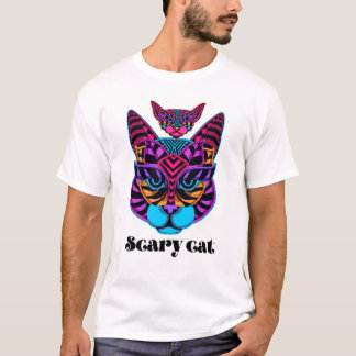 The shirt bears the design of a feline cat's head