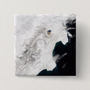 The Shiveluch Volcano in Kamchatka Krai, Russia 15 Cm Square Badge