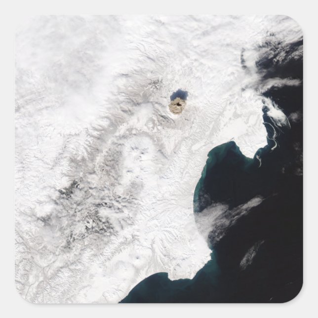 The Shiveluch Volcano in Kamchatka Krai, Russia Square Sticker (Front)
