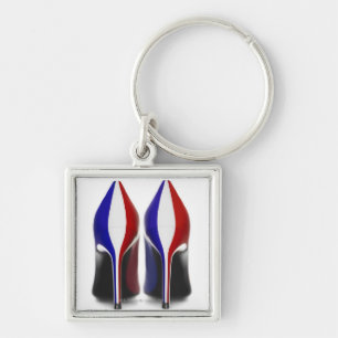 The shoes are women's high heeled shoes, also key ring