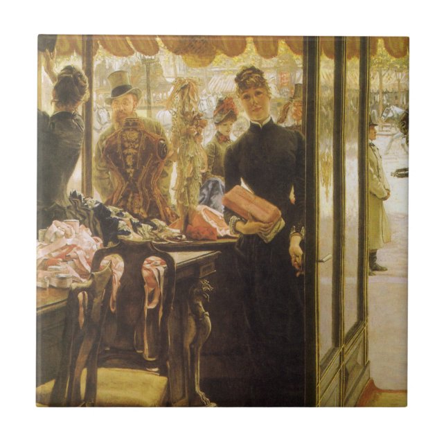 The Shop Girl by James Tissot, Victorian Fine Art Ceramic Tile (Front)