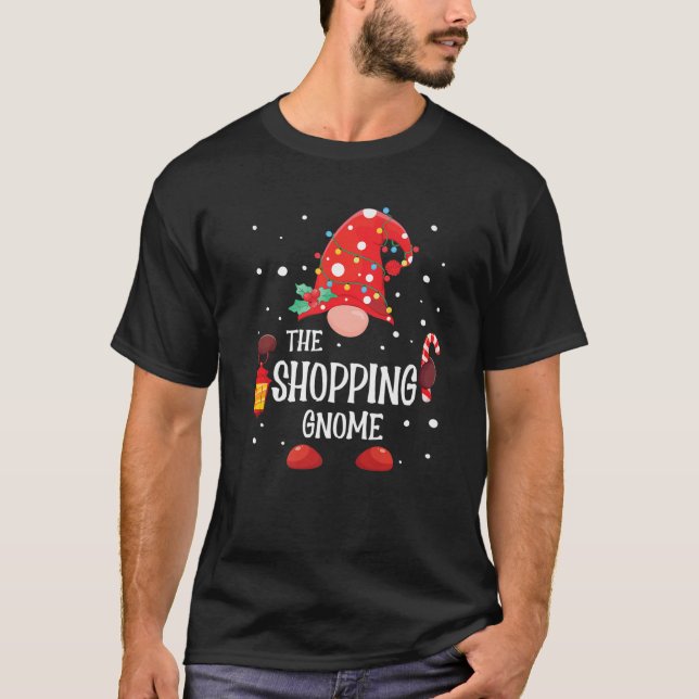 The Shopping Gnome Matching Family Christmas Gnome T-Shirt (Front)